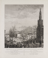 KG 07776
<br/>
Rapenburg te Leiden naar de Saaihal na de buskruitramp van 1807
<br/>
<em>Visser Bender, Joannes Pieter (1785-1813)</em>
